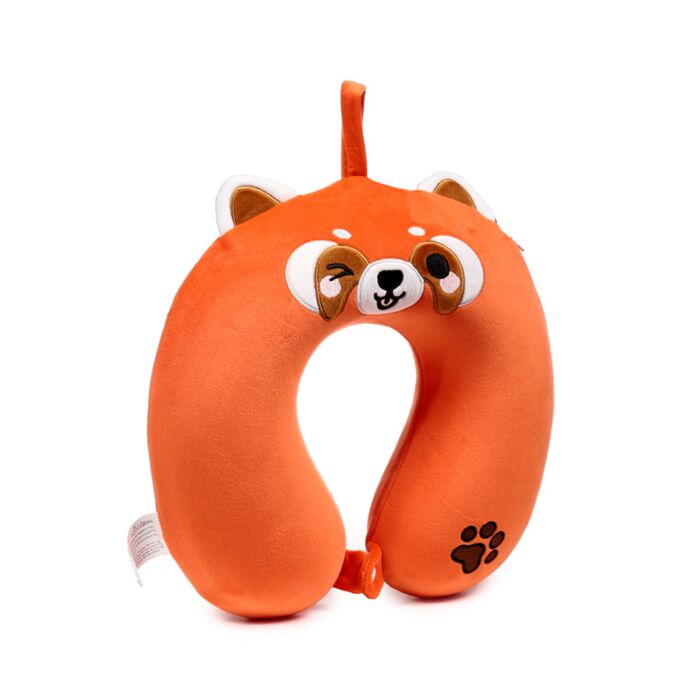 Almofada de Viagem com Memória em Pelúcia Relaxeazzz Ru o Panda vermelho