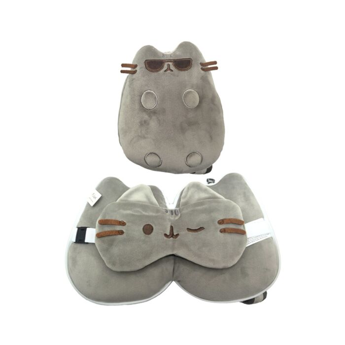 Almofada de Viagem e Máscara para Dormir Relaxeazzz Pusheen Cat with Sunglasses