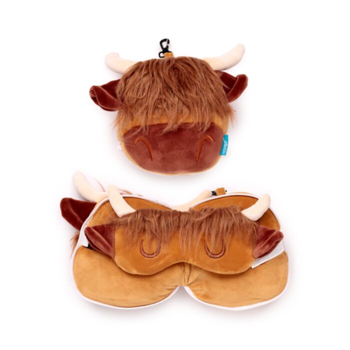 Almofada de Viagem e máscara para dormir Relaxeazzz Highland Coo 