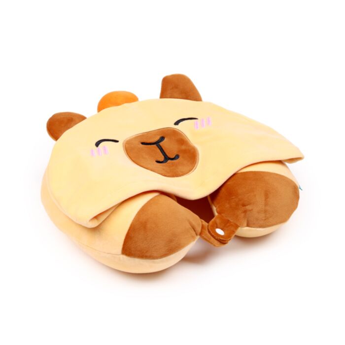 Almofada de viagem memory foam com capuz Hoodeazzz Duke o Capivara 