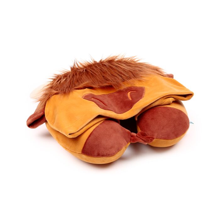 Almofada de viagem memory foam com capuz Hoodeazzz Highland Coo Plush