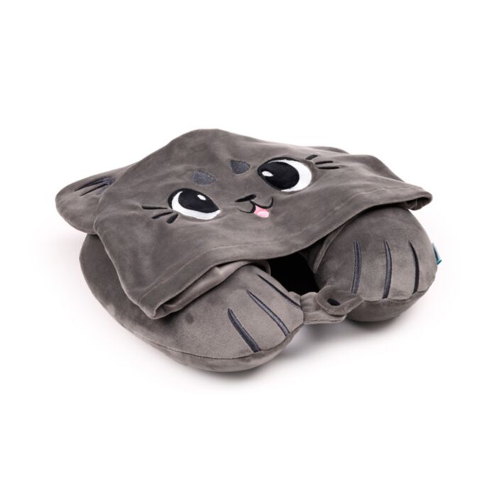 Almofada de viagem memory foam com capuz Hoodeazzz Beans & Co Pepper o Gato