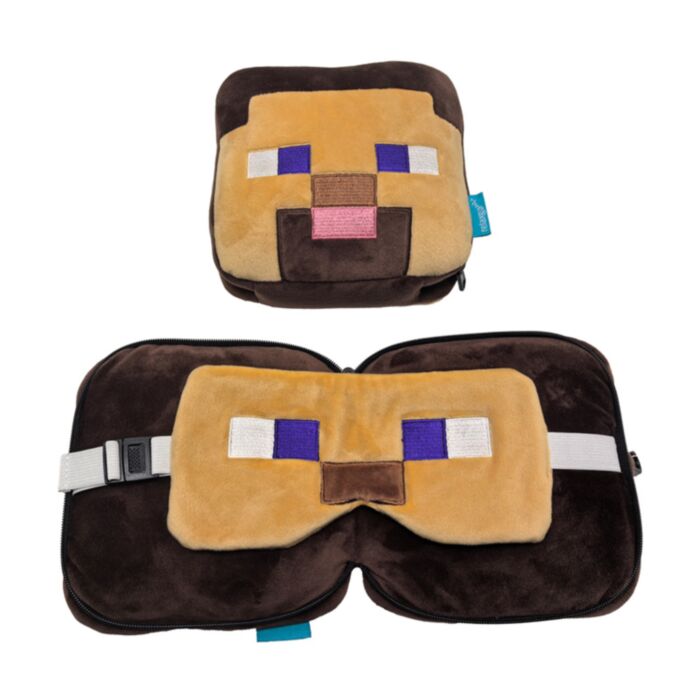 Almofada de Viagem e Máscara de Dormir Relaxeazzz Minecraft Steve 