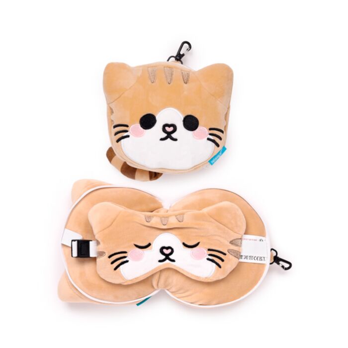 Almofada de Viagem e máscara para dormir Relaxeazzz Gato Scottish Fold