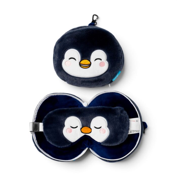 Almofada de Viagem e máscara para dormir Relaxeazzz Adoramals Nico o Pinguim