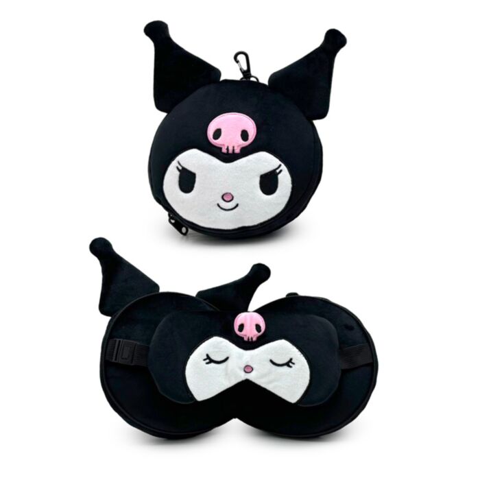 Almofada de Viagem e máscara para dormir Relaxeazzz Kuromi Hello Kitty 