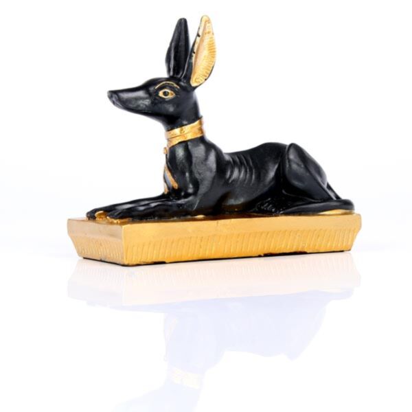 Anubis Preto e Dourado Recostado