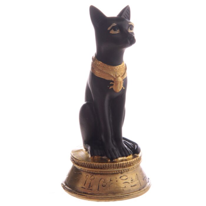 Bastet Preto e Dourado com colar Besouro