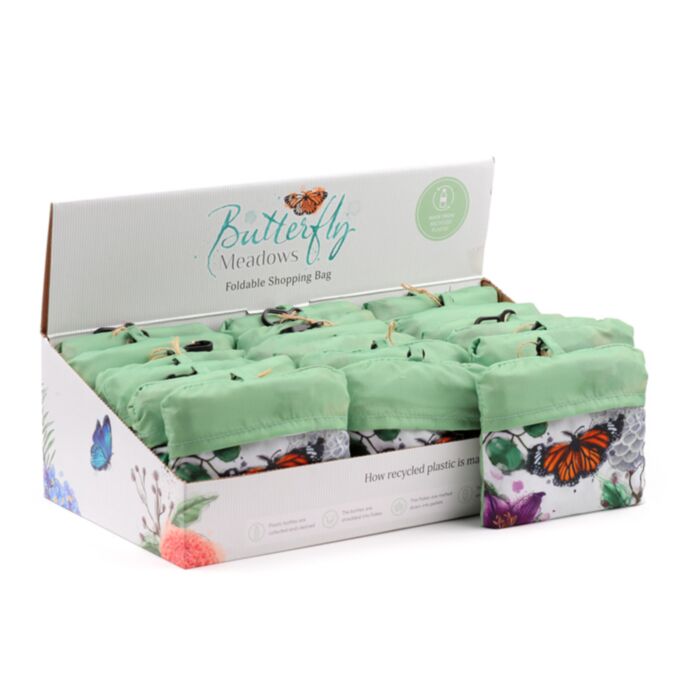 Saco de compras reutilizável dobrável Prados de Borboletas