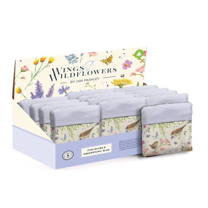 Saco de compras reutilizável dobrável Jan Pashley Wings & Wildflowers
