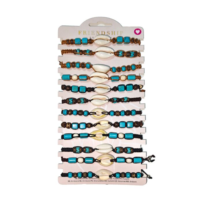 Pulseiras moda fashion - Contas marrons com conchas