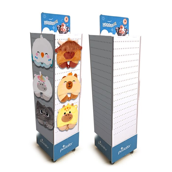 Expositor FSDU com 30 ganchos giratórios para almofadas de viagem Hoodeazzz