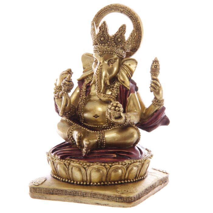 Ganesh Dourada e vermelha 14cm