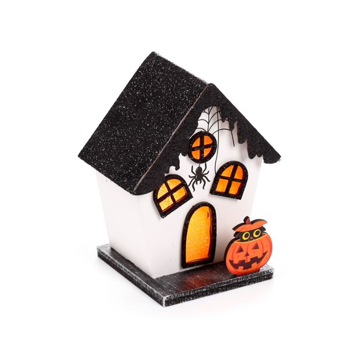 Decoração LED de Halloween Casa abóbora e aranha assustadoras