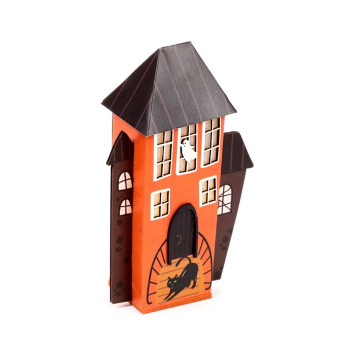 Decoração LED de Halloween Casa gato preto assustador e fantasma 