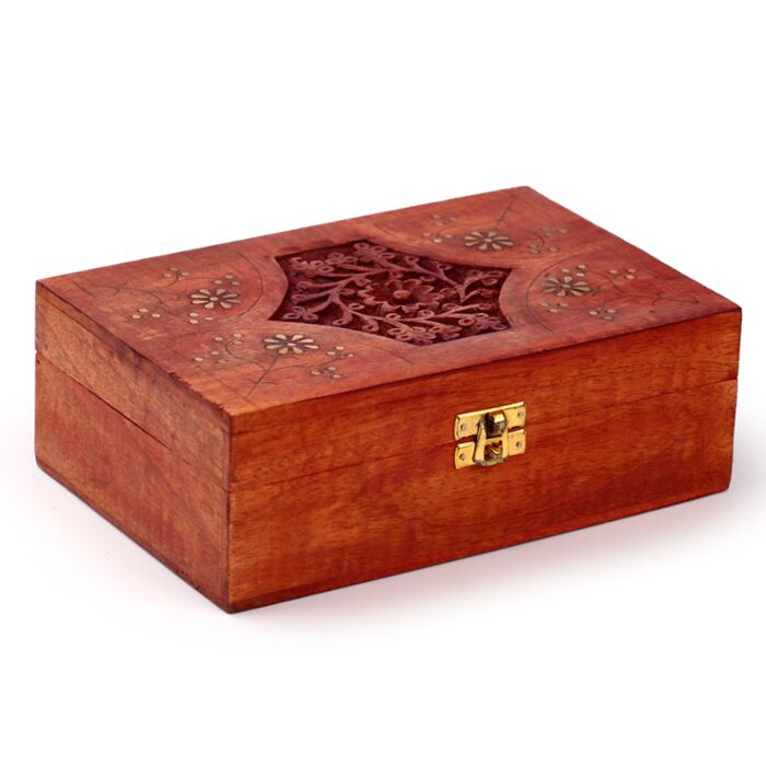 Caixa de óleos em madeira de mango Design 2 (24 frascos)