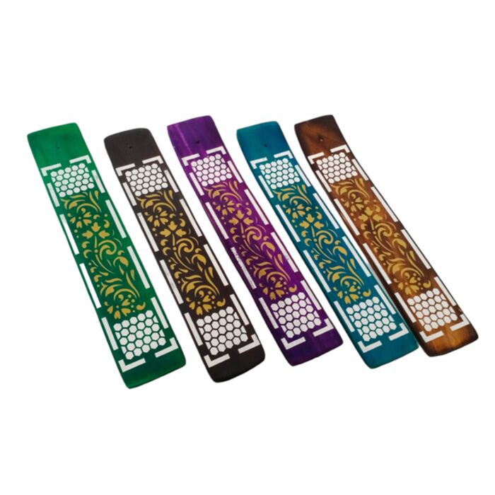 Queimador de paus de incenso em madeira de Mango com padrão em favo de mel