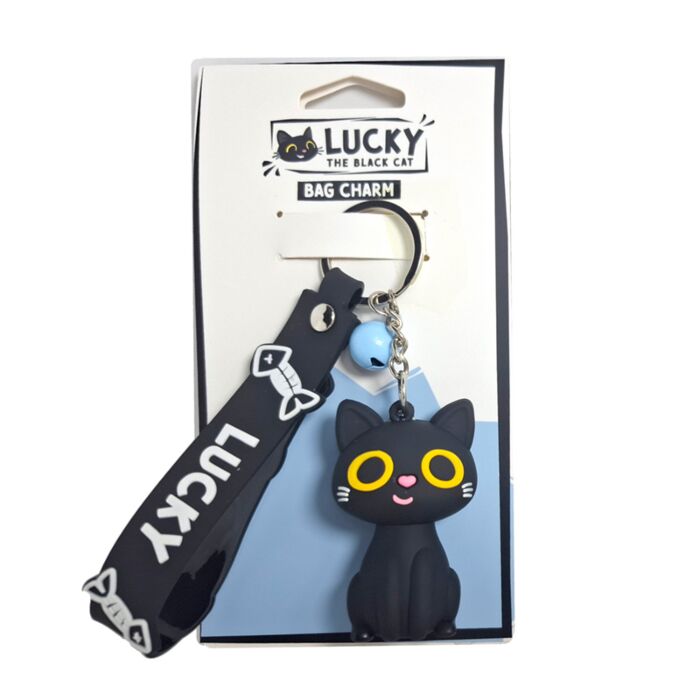 Porta-chaves PVC 3D Lucky o gato preto da sorte