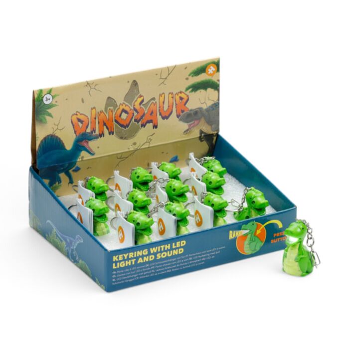 Porta-chaves com luz e som Dinossauro Rugidor LED