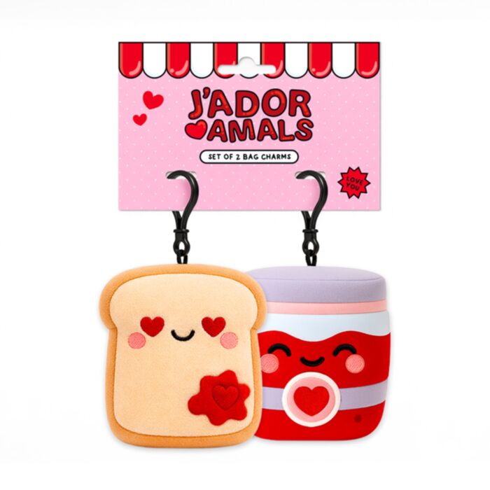 Conjunto de 2 mini porta-chaves Squidglys J'Adoramals Tosta e compota