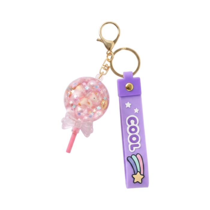 Porta-chaves com líquido para mala PVC QuirKeys Chupa-chupa de unicórnio