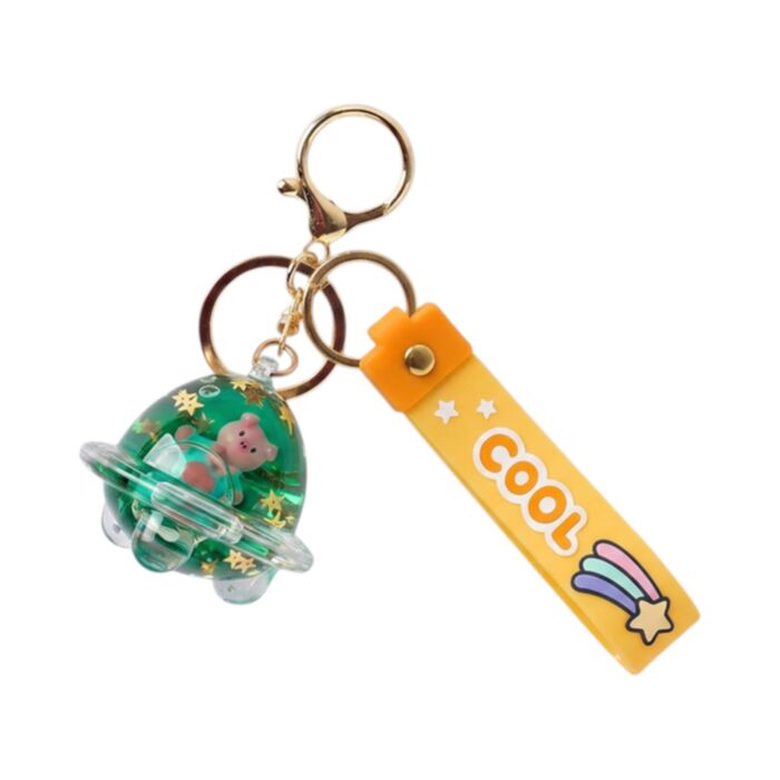 Porta-chaves com líquido para mala PVC QuirKeys Porco Espacial
