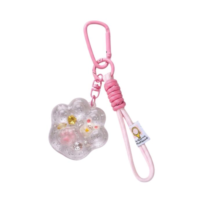 Porta-chaves com líquido para mala QuirKeys Pata de Gato com Ratinha