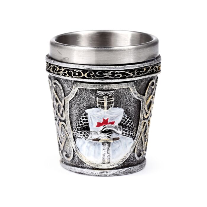 Copo de shot medieval decorativo do cavaleiro branco