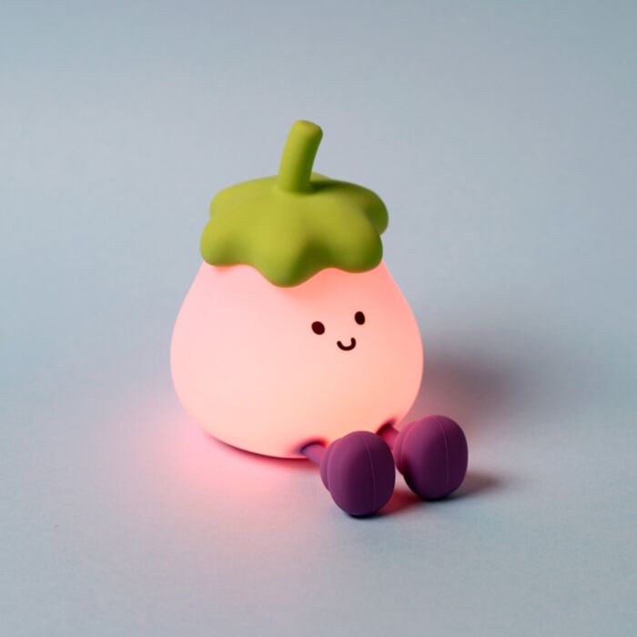 Candeeiro de noite LED e suporte para telemóvel - Beringela Foodiemals