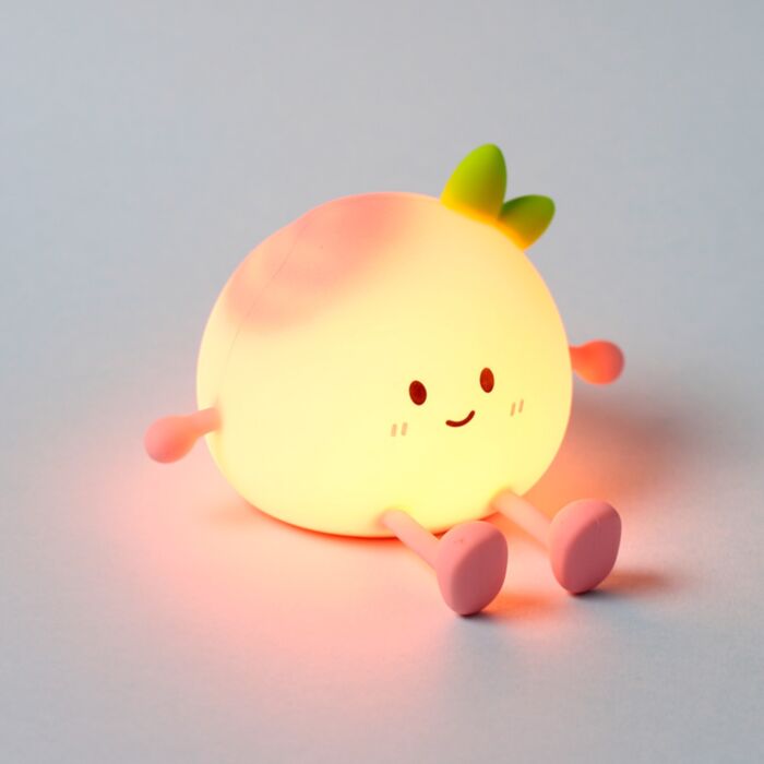 Candeeiro de noite LED e suporte para telemóvel - Pêssego Foodiemals