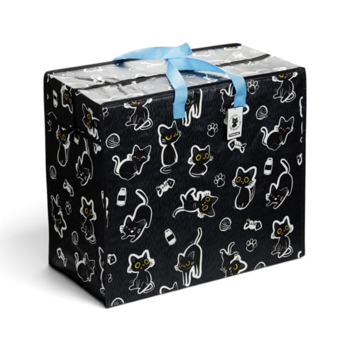 Saco de armazenamento com Zip Lucky o gato preto da sorte