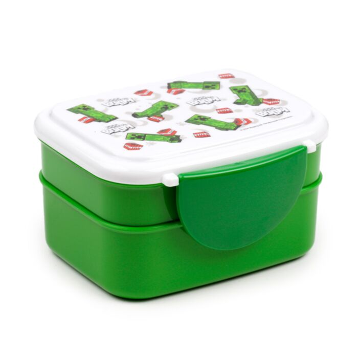 Lancheira Bento com fecho clip e talheres - Minecraft Creeper & TNT