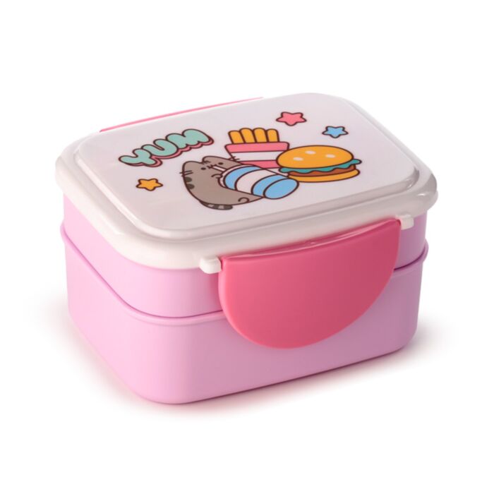 Lancheira Bento com fecho clip e talheres - Pusheen Core