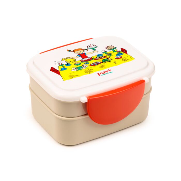 Lancheira Bento com fecho clip e talheres Pipi das Meias Altas