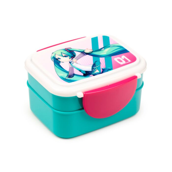 Lancheira Bento com fecho clip e talheres Hatsune Miku