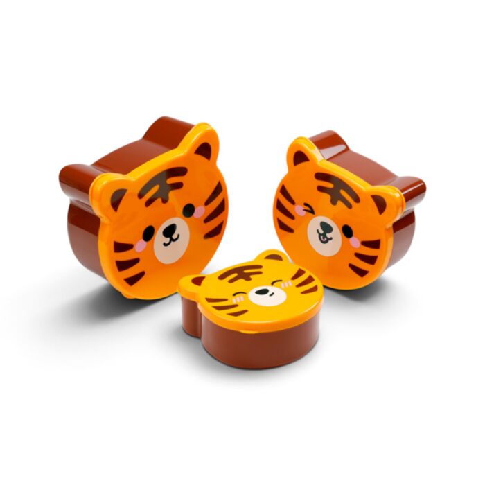 Conjunto de 3 lancheiras com formas Adoramals Tiger