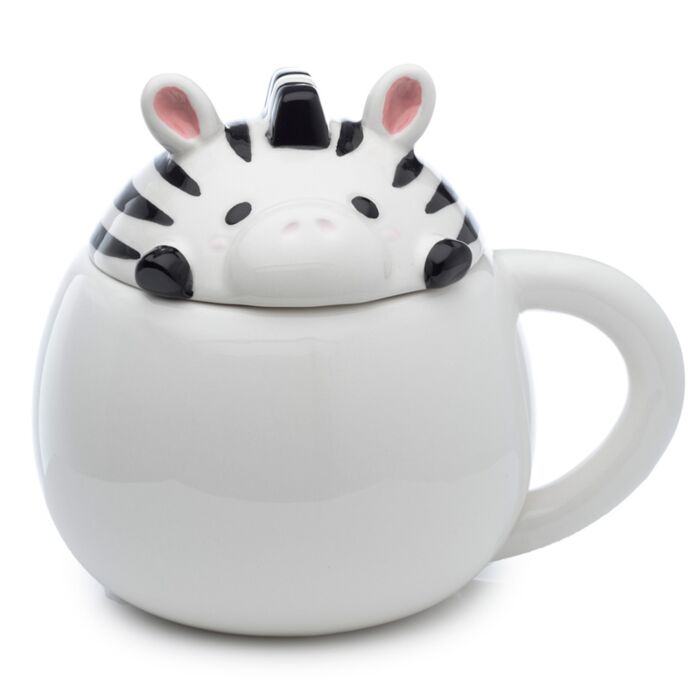 Caneca de cerâmica com tampas de animais - Adoramals Zebra