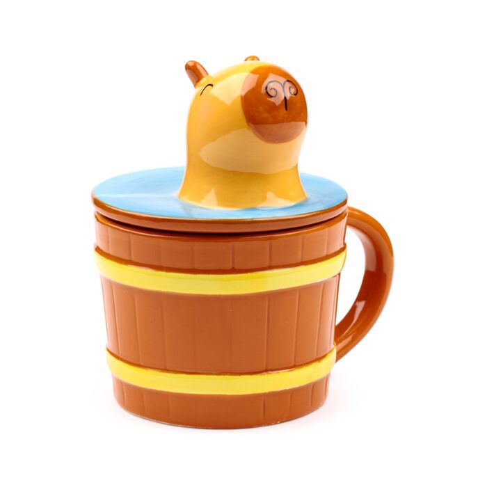 Caneca de cerâmica com tampa Capivara