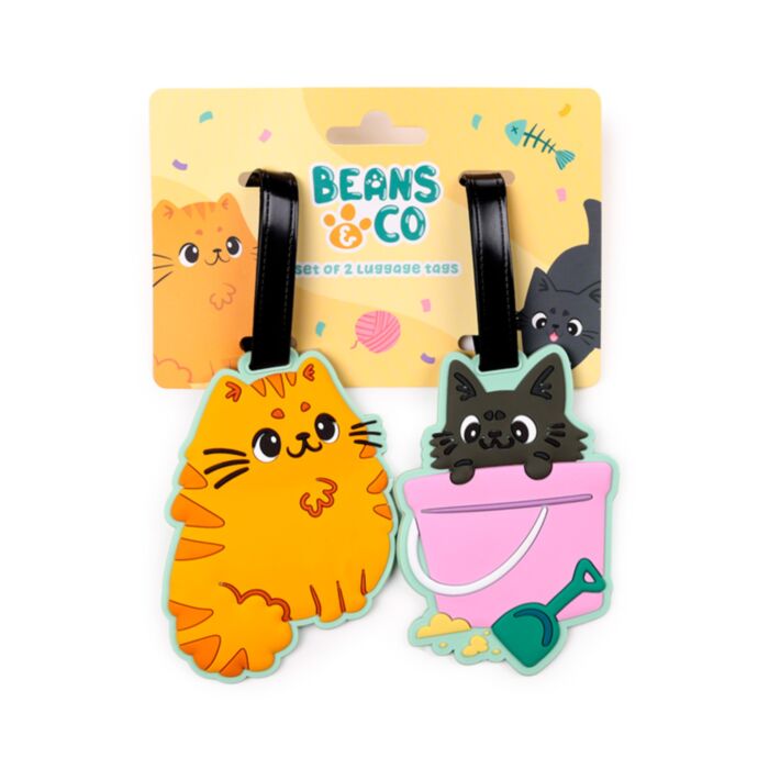 Conjunto de 2 etiquetas de PVC para bagagem Beans & Co Gatos