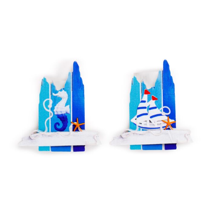 Íman de praia para lembrança cavalo-marinho e barco