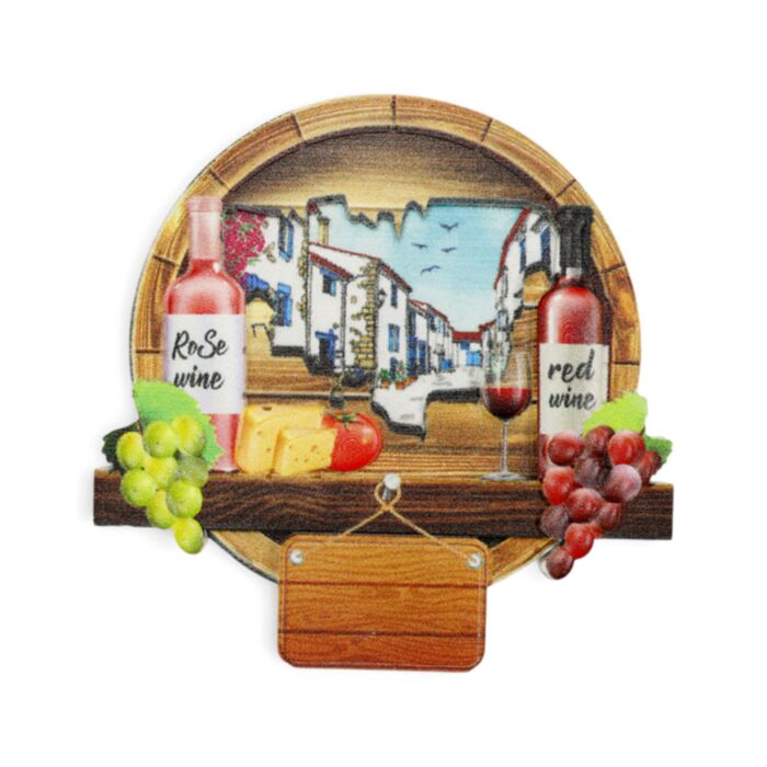 Íman de praia para lembrança Vinho e Queijo