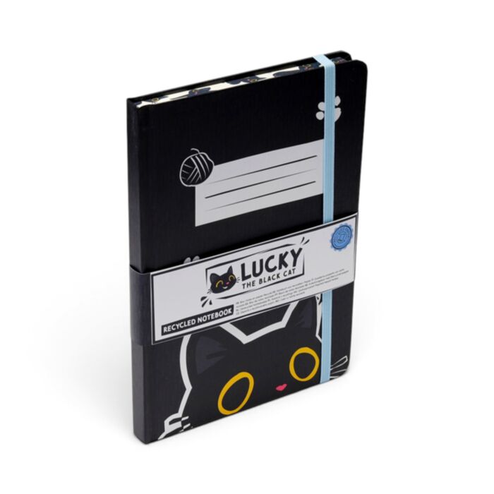 Bloco de notas em papel reciclado Lucky o gato preto da sorte