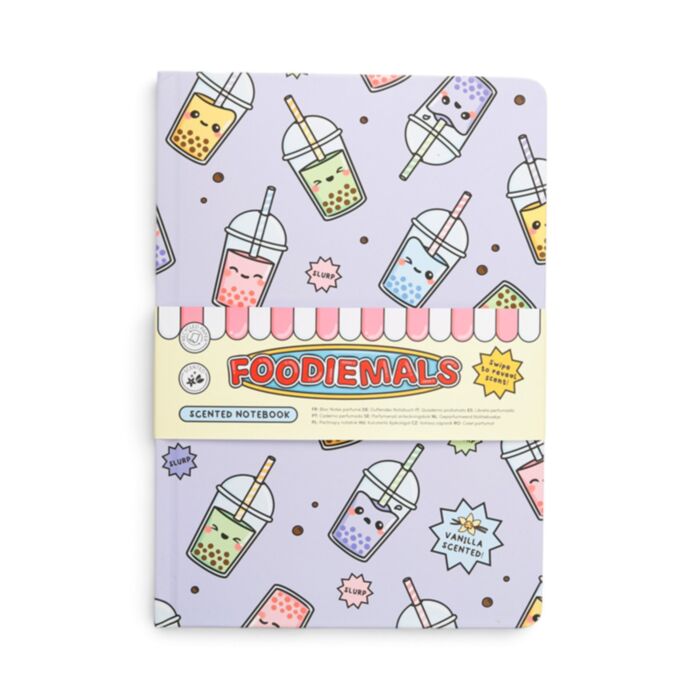 Caderno perfumado A5 em papel reciclado Foodiemals chá de bolhas