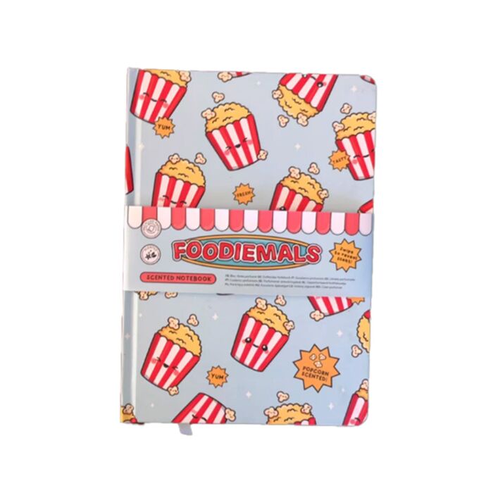 Caderno perfumado A5 em papel reciclado Foodiemals Pipocas