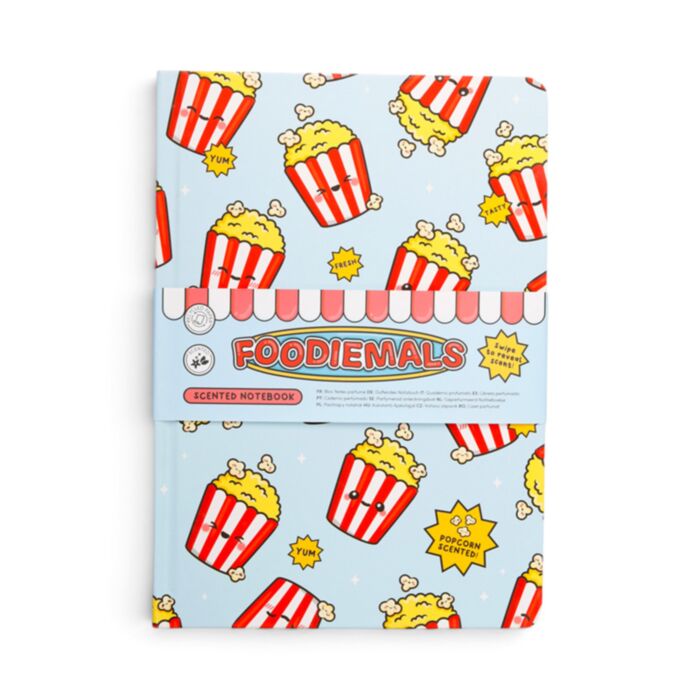 Caderno perfumado A5 em papel reciclado Foodiemals Pipocas