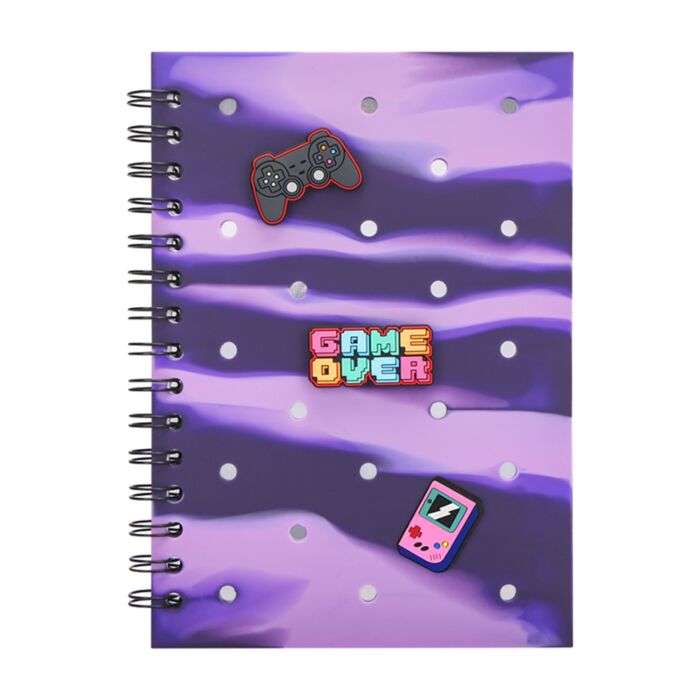Caderno A5 de silicone com adornos Game Over