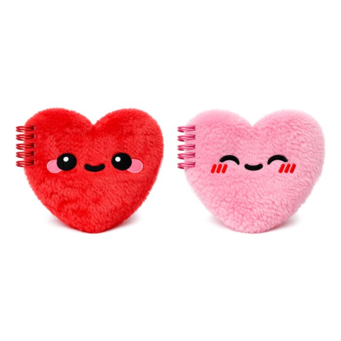Mini Bloco de Notas em Pelúcia J'Adoramals Heart Coração Rosa e Vermelho