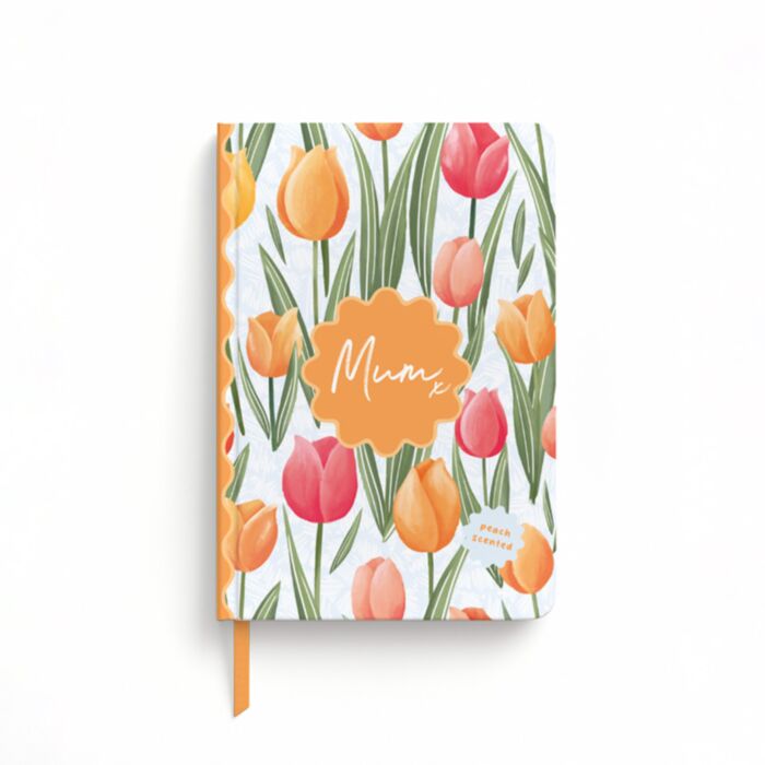 Caderno perfumado A5 em papel reciclado Mother's Day Mãe Tulipas