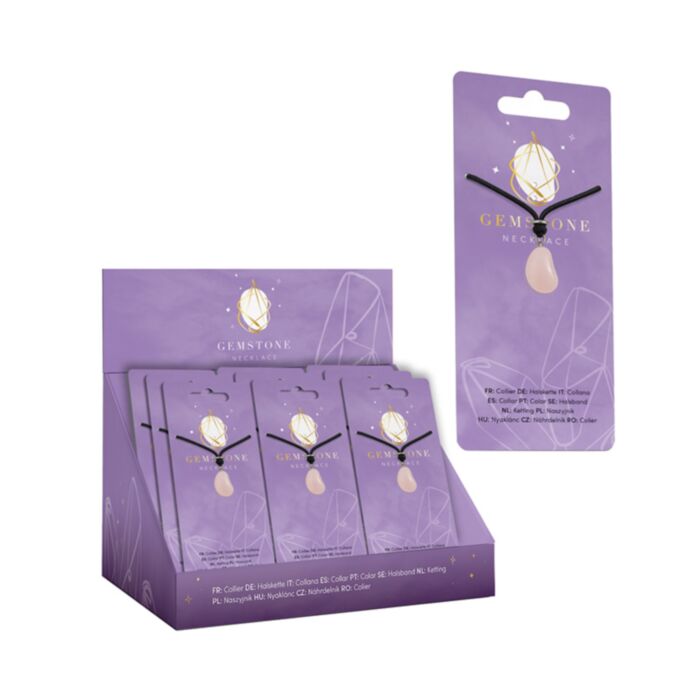 Colar com pingente de pedra preciosa polida com propriedades curativas