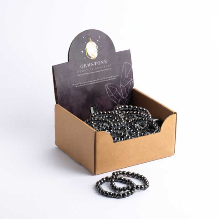 Pulseira de contas redondas de hematite